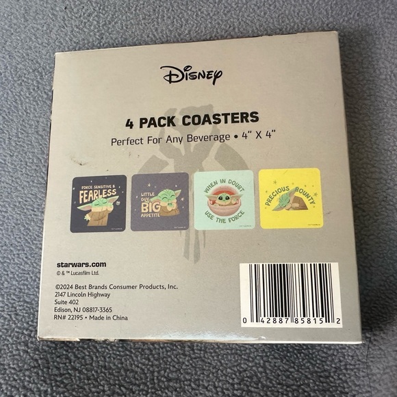 Disney Coaster Set with Blue and Yellow Baby Yoda Designs - Picture 2 of 2